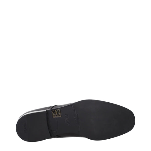 Prada Black Leather Oxfords And Derbies